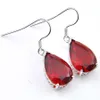 Grande promozione stile vintage goccia d'acqua rosso granato gemme tono argento deco zircone rosso donne regalo di festa orecchini