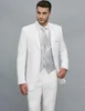 Witte bruidegom smoking piek revers slim fit groomsman bruiloft smoking mannen prom feestjasje blazer 3 stuk pak (jas + broek + stropdas + vest) 2301