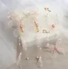Copricapo da sposa coreano XianMei accessori per abiti da sposa con forcine per fiori in garza di seta nuda in polvere d'oro
