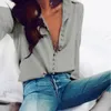 Mode Casual Effen Kleur Dames Kantoor Tops Sexy Knoppen Lange Mouw Blouse 2019 Nieuwe Lente Dames Chiffon White Shirt