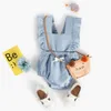 5598 Infant Baby Jeans Bodysuit Kids Ruffles Rompers Barn Barnbarn Bomull Rompers