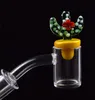 Fabrikspris 4mm Clear Bottom 10mm 14mm 18mm Quartz Banger Nail med färgad glas anka kaktus carb lock för glas bong rökverktyg