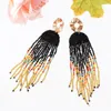 4 kleuren Boheems met Legering Hars Kralen Lange Tassel Drop Dangle Oorbellen voor Vrouwen Statement Party Sieraden