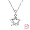 Vecalon Charm Star Shape Hanger 925 Sterling Zilveren Diamant Bruiloft Hangers met Ketting voor Vrouwen Bruids Sieraden Gift