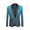 PYJTRL Mens Fashion Gradient Color Shiny Powder Gold Silver Pink Champagne Blue Black Slim Fit Blazer Stage Singer Suit Jacket