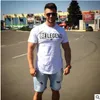 Mężczyźni Bieganie Jogging Listów Drukowane T Shirt Gym Fitness Bodybuilding Trening Training Krótki Rękaw Slim Koszulki Męskie Tees Topy Odzież