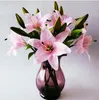 リアルタッチリリー37cm / 14.57 "人工PUホワイト/ピンク/黄色いユリの花のための花のための花の花束の装飾的な花