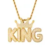 Hip Hop Iced Out Crown Bubble Letters Aangepaste Naam Kubieke Zirkoon Ketting Hangers Kettingen Voor Mannen Jewelry18830285