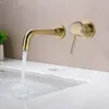 210MM Solid Brass Wall Mounted Basin Faucet Bathroom Mixer Tap Hot and Cold Faucet 360 degree rotation Spout