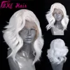 Free part celebrity style Short Wavy Hair Lace frontal Wigs with Baby Hair White bob Wig Lob Hair Synthetic Wig for white women