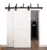 2 Dörrar Bypass Royal Pattern Black Steel Gliding Barn Door Hardware Double Closet Door Interior Door Rolling Track Set Kit