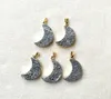 5 조각 회색 / 화이트 / 버프 골드 컬러 자연 달 크리스탈 Druzy Geode 펜던트 수제 보석 스톤 Drusy Quartz Charm 쥬얼리 PD252