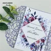 Romantik Menekşe Lazer Kesim Kişiselleştirilmiş Çiçek Baskılı Eklemek, Şerit, Göbek Bant ve Zarf, Ücretsiz Tasarım Fress Nakliye