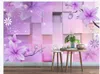 Sfondi 3D stereo viola 3d sfondi floreali da sogno TV sfondo muro carta da parati moderna per soggiorno