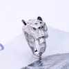 Mais recente moda anéis olhos verdes completo cz diamante animais anel das mulheres dos homens ouro prata rosa anéis de casamento jóias finas presentes para amantes5780428
