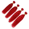 Birght Red Brazilian Deep Waves人間の髪の束赤の色のバージンヘアエクステンション純粋な赤の深い波の巻き毛の人間の髪4バンドルロット