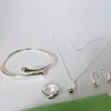 Fashion Wedding Bridal Jewelry Set 925 Stamped pendants Silver Water Drop Bangles Necklace Rings Earrings Sets for Women