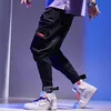 Mäns byxor stora fickor röd last harem 2021 hip hop casual manlig färg joggare byxor svart mode streetwear byxa wa76