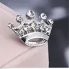 Silver gold Crystal Small Crown Pin Brooch Cute Alloy Women Collar Pins Wedding Bridal Jewelry Accessories Gift DC391