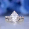 choucong Water Drop Promise Finger Ring 925 sterling Silver Diamond Engagement Band Rings set For Women men Wedding Jewelry