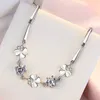 Zirkon Yonca Bilezikler 925 Gümüş Charms Kadınlar için Bilezikler Mor Mavi Rhinestone Yaprakları Lady Kızlar Beyaz Altın Platin Kaplama Takı