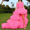 2020 nouvelles robes de bal hautes et basses avec train détachable jupe en tulle à plusieurs niveaux unique robe de soirée rose fuchsia robes de soirée formelles2040903