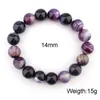 Handgjorda Gemstone -armband Naturliga stenar Healing Power Elastic 14mm Ball Pärlor Stretch Beaded Armband Unisex (Amethyst)