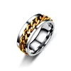 Rostfritt stål 8mm ringar för män Center Chain Spinner Ring Black Blue Gold Silver Size 6-13