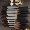 9 PCS Couteaux de cuisine Set Couteau Chef Couteau Acier inoxydable Japonais Damas Motif Cleaver Utilitaire Santoku Boning Outils de cuisson avec cadeau de couverture