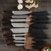 9 PCS 주방 나이프 세트 요리사 나이프 스테인레스 스틸 일본 다마스커스 패턴 Cleaver 유틸리티 Santoku 커버 선물을 가진 요리 도구