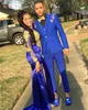 Royal Blue Groom Tuxedos Embroidery Groomsman Wedding 3 Piece Suit Fashion Men Business Prom Party Jacket Blazer(Jacket+Pants+Tie+Vest) 2282