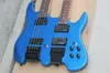 Factory Custom Double Neck BlackBlue elektrische gitaar met 4 + 6 snaren bas, zwarte hardware, palissander esdoorn fretboard, aanbieding aangepast