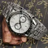 New Arrival Quartz Black and white Face Full Stainless Steel Men039s Moon Wristwatch Analog Ti3 Professional Speed Male Watch R9132005