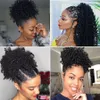 Brasilianska Human Virgin Remy Kinky Curly Penytail Hair Extensions Clip Ins Afrikansk Human Ponytail Förlängning Naturlig Black 1B För Svarta Kvinnor