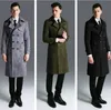 Europa Moda Ejército verde gris Negro Abrigo Venado gamuza Gabardina hombres América Tendencia nueva cortavientos súper largo primavera otoño Ropa