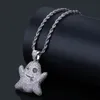 Wholehip Hop Iced Out Cubic Zircon Naughty Ghost Pendant Necklace Copper Gold Silver Rose Gold Color Men Men Jewelry9850625