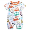 Baby Clothes 100% Cotton Infant Jumpsuits Short Sleeve Children Rompers Printed Newborn Climbing Clothes Cartoon Kids Outfits 6 Color DW2390