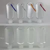 50 ml sinitizer fles reizen plastic duidelijke sleutelhanger flessen met haak draagbare MPTY squeeze containers flip cap willekeurige kleur haak CCA12255