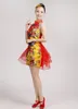 Лето женщины Qipao платье шелк атлас сексуальный Cheongsam цветочный узор карнавал фантазии стадии носить платье без спинки платье
