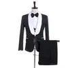 Yakışıklı Şal Yaka Groomsmen Bir Düğme Damat Smokin Erkek Takım Elbise Düğün / Balo / Akşam Yemeği İyi Adam Blazer (Ceket + Pantolon + Kravat + Yelek) 069