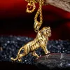 Wholesale-luxury designer rock hip hop jewelry cool titanium steel handsom animal tiger pendant necklace for men