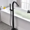 VOURUNA Matt Black Free Standing ванной кран Напольные ванны Filler Tap Круглый Стиль