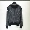 Freeship Mens Rhinestone Beading Black Sweatshirts lange mouwen