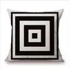 Motif noir et blanc Taie d'oreiller Taie d'oreiller en lin coton Imprimé géométrie Euro couvre oreiller 18x18 pouces 22 couleurs