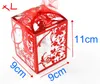 حفل زفاف Bithday Party Clear PVC Gift Box with Ribbon Printed Sweets Candy Apple Macaron Cake Square Hign