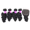 9A Malaysian Virgin Hair 4 bundle con chiusura in pizzo Acqua profonda Wate sciolte fasci di capelli umani con estensione di chiusura in pizzo 4x4 Extension4327615