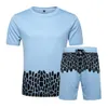メンズトラックスーツメンズセットショートスポーツウェア2021夏男性印刷通気性2ピースTシャツ+ショーツスーツ男性カジュアルセット