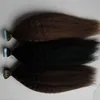 Kinky rechte tape in menselijke haarverlenging Real grof Yaki Remy Hair 16-24 Inch Adhensive Hair Extension 40pcs