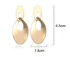 Européen et américain transfrontalier vent froid métal texture double anneau boucles d'oreilles femme tempérament simple disque creux longue boucle d'oreille WY708