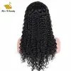 13 * 4 Dantel Ön Peruk Doğal Siyah Renk Kıvırcık Remy Virgin İnsan Saç Frontal Lacewigs 12-24 inç